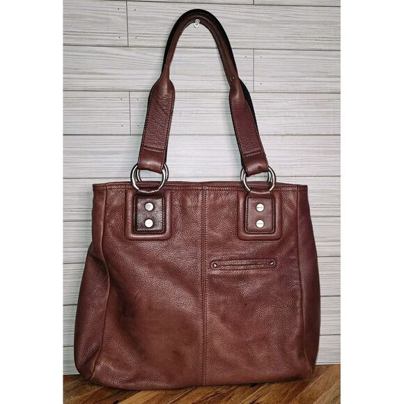 B Makowsky Leather Hobo Tote Large Brown Shoulder Bag Purse Weekender - Picture 3 of 16